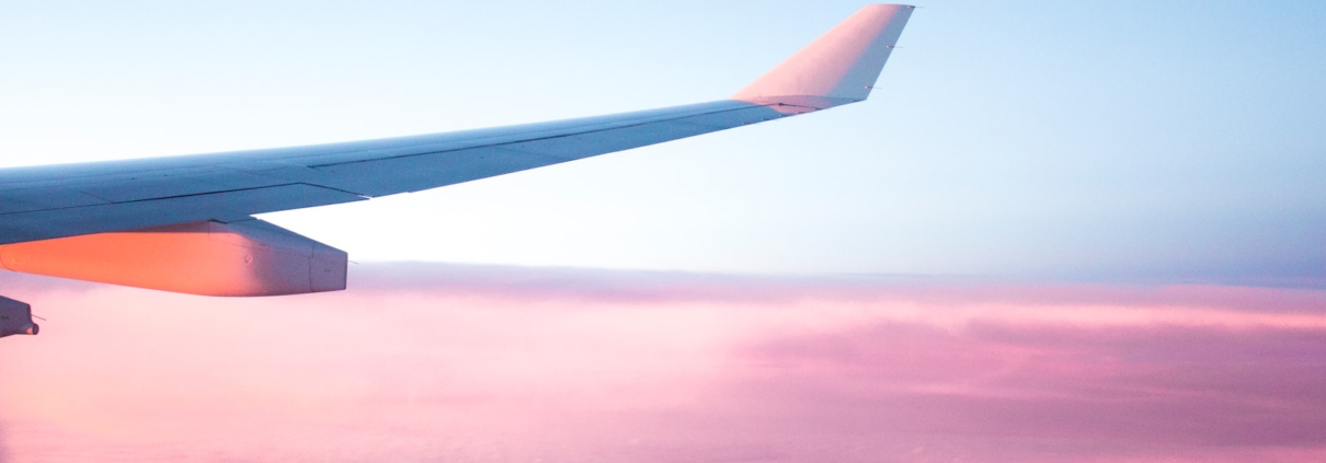 aerial view of airplane wing